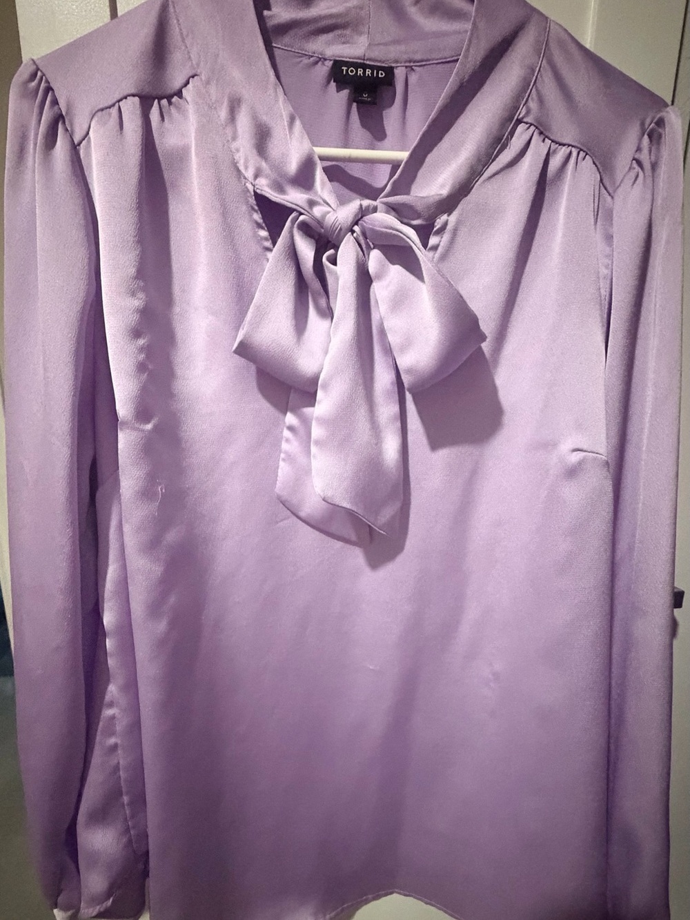 torrid Lavender Bow-Neck Long Sleeve Blouse